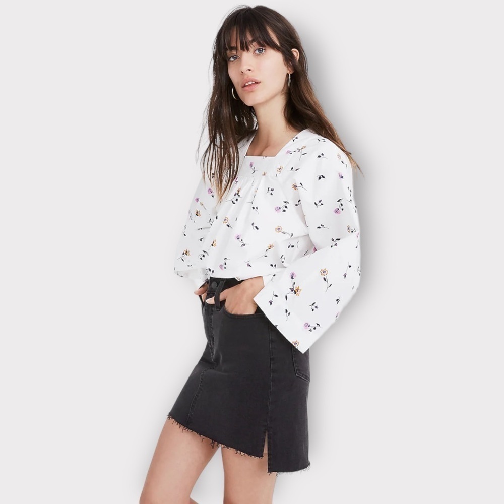 Madewell Stretch Denim Straight Mini Skirt in Lunar Wash: Step-Hem Edition 23